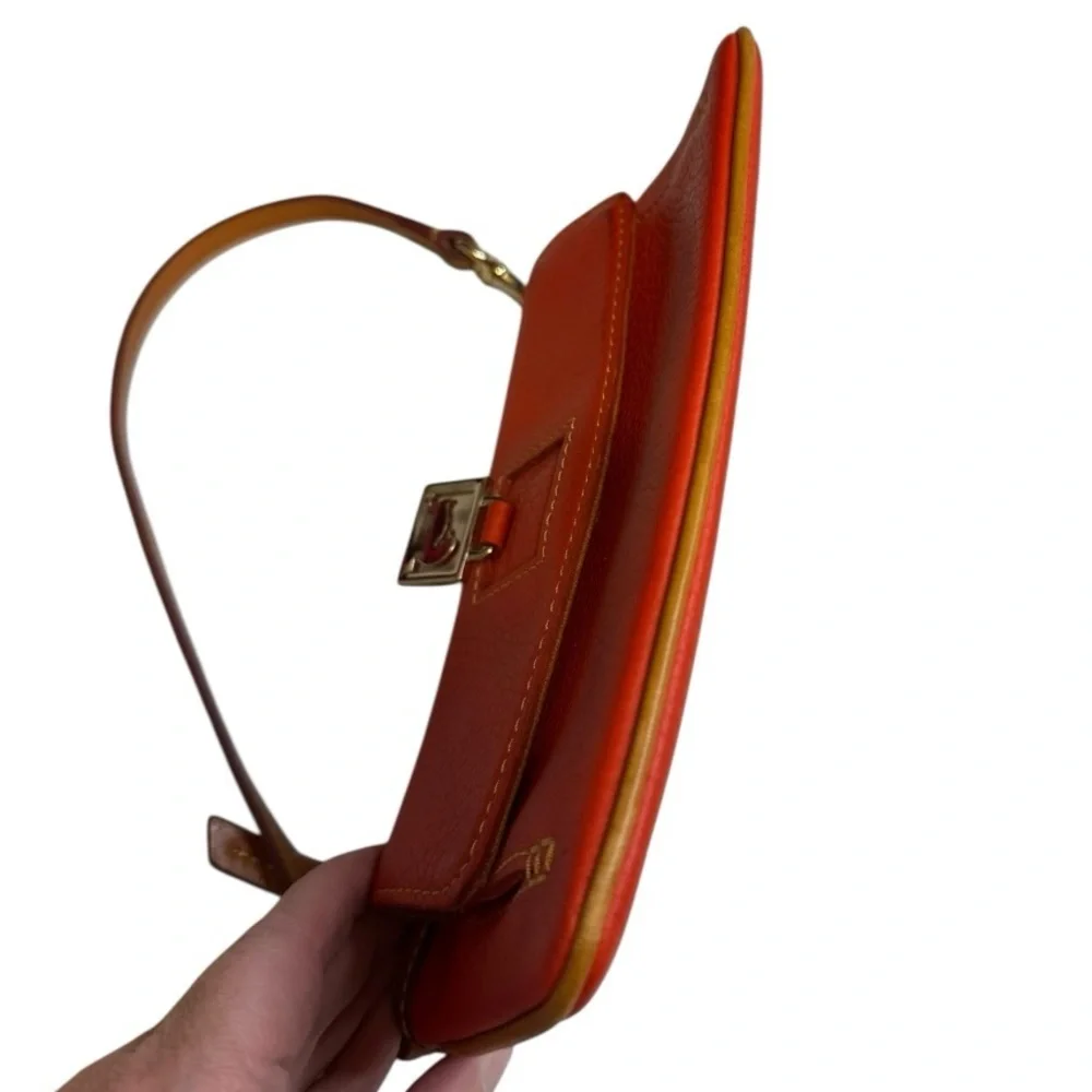 Dooney & Bourke Pebble Grain Large Slim Wristlet Orange Tan - Picture 6 of 9